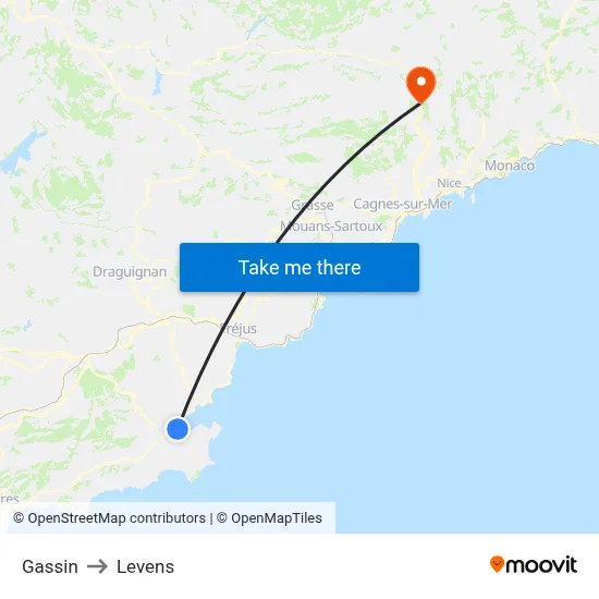 Gassin to Levens map