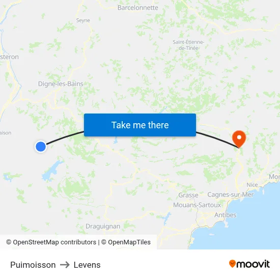 Puimoisson to Levens map