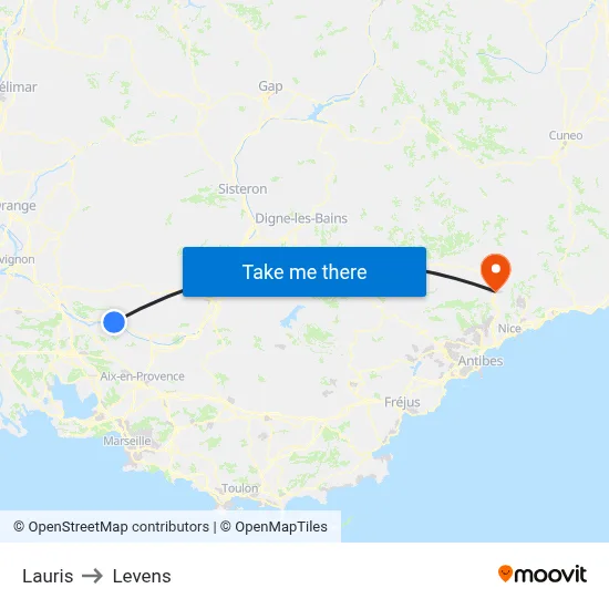 Lauris to Levens map