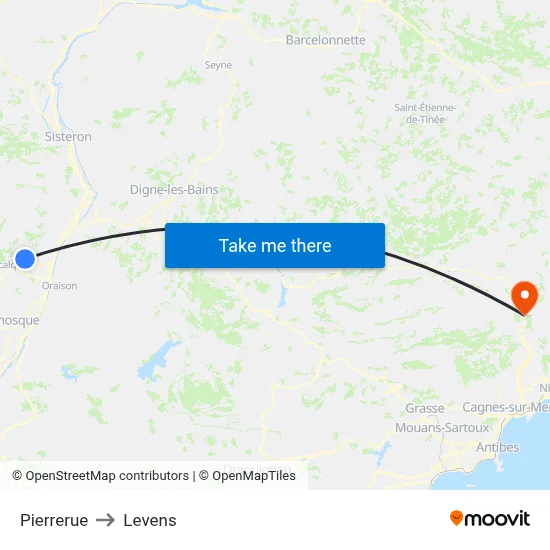 Pierrerue to Levens map