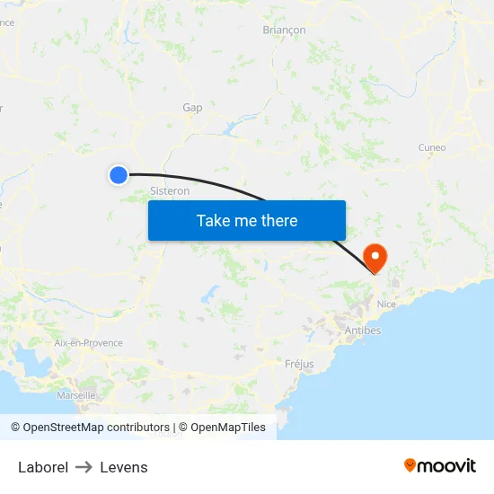 Laborel to Levens map