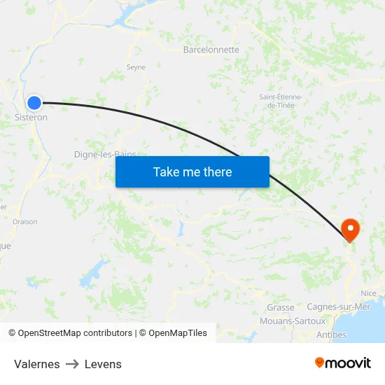 Valernes to Levens map