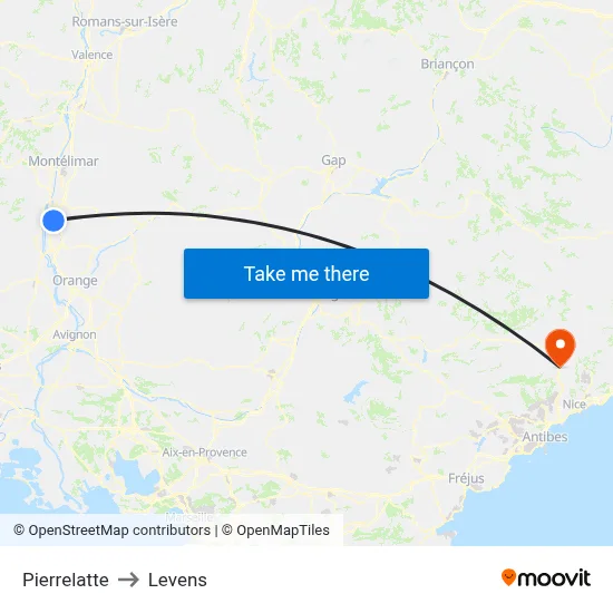 Pierrelatte to Levens map