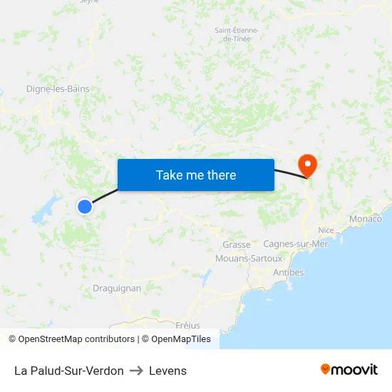 La Palud-Sur-Verdon to Levens map