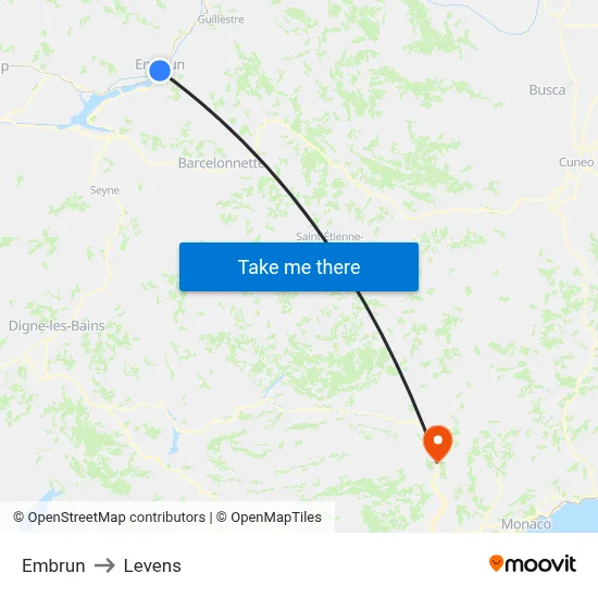 Embrun to Levens map
