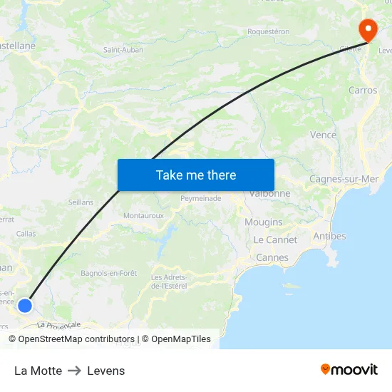 La Motte to Levens map