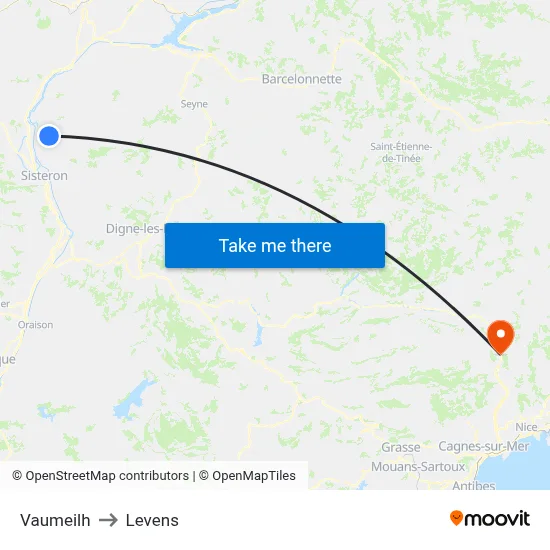 Vaumeilh to Levens map