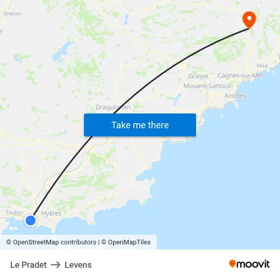 Le Pradet to Levens map