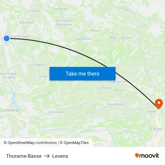 Thorame-Basse to Levens map
