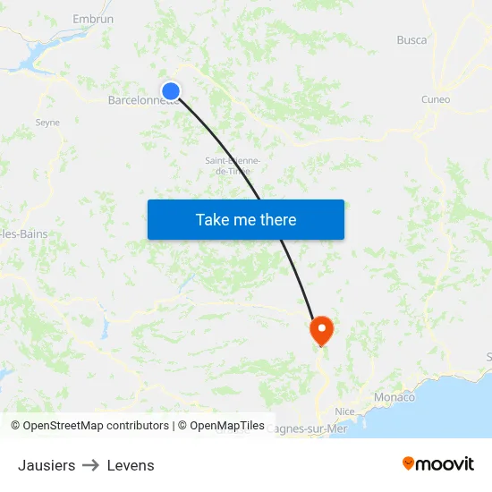 Jausiers to Levens map