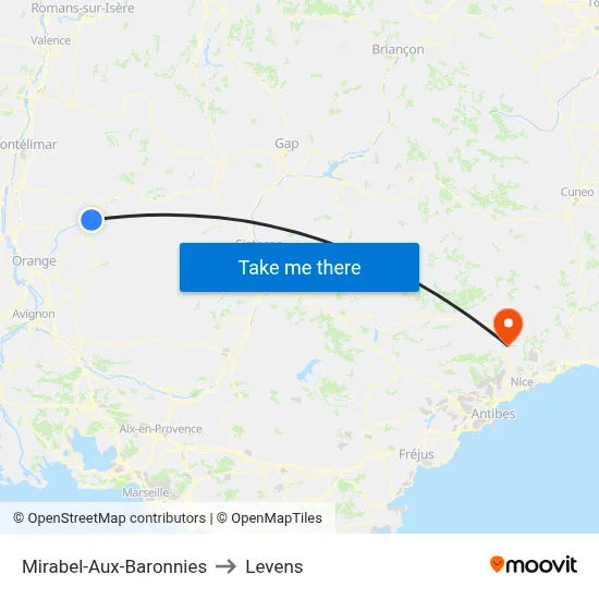 Mirabel-Aux-Baronnies to Levens map