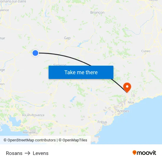 Rosans to Levens map