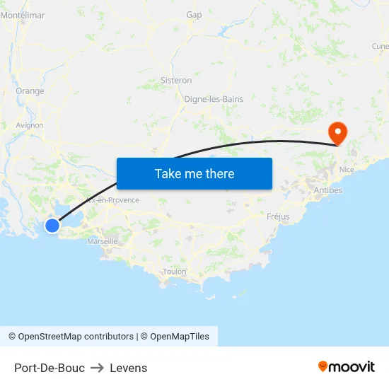Port-De-Bouc to Levens map
