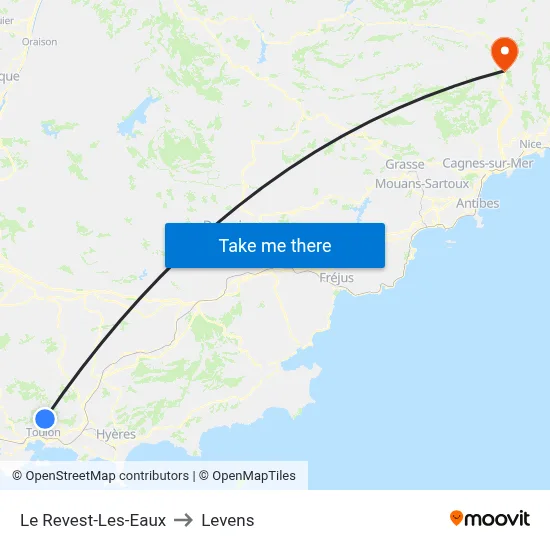 Le Revest-Les-Eaux to Levens map