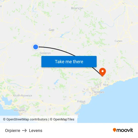 Orpierre to Levens map