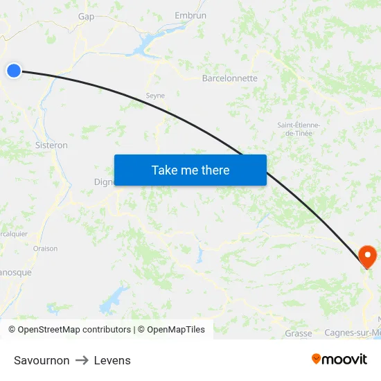 Savournon to Levens map