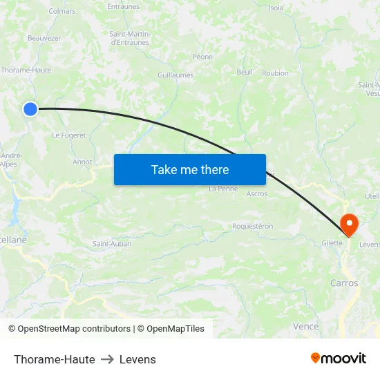 Thorame-Haute to Levens map