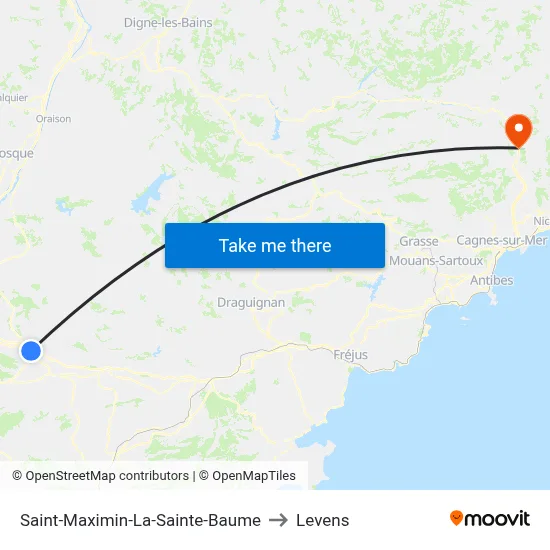 Saint-Maximin-La-Sainte-Baume to Levens map