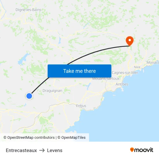 Entrecasteaux to Levens map