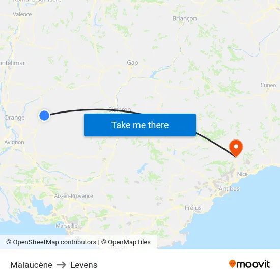 Malaucène to Levens map