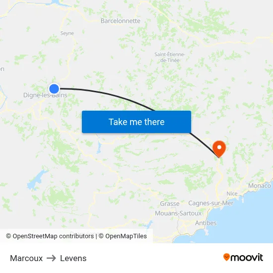 Marcoux to Levens map