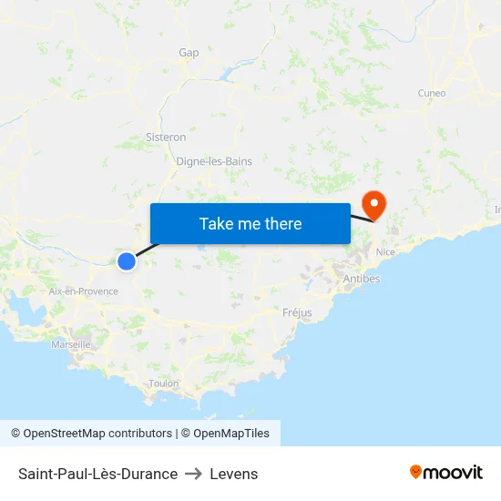Saint-Paul-Lès-Durance to Levens map