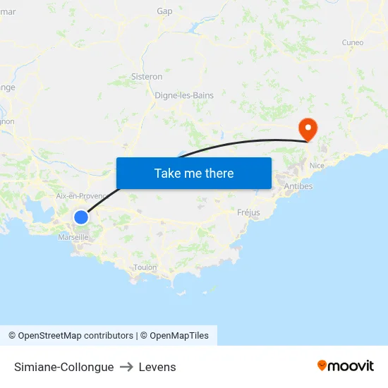 Simiane-Collongue to Levens map