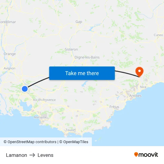 Lamanon to Levens map