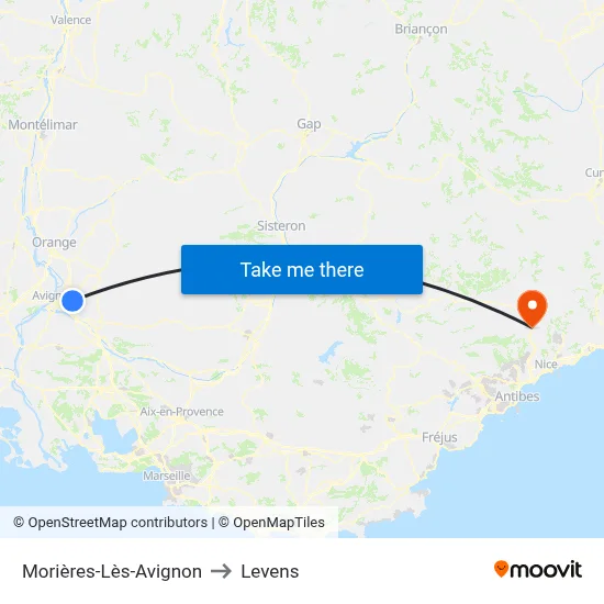 Morières-Lès-Avignon to Levens map
