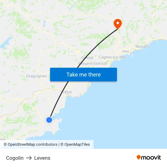 Cogolin to Levens map