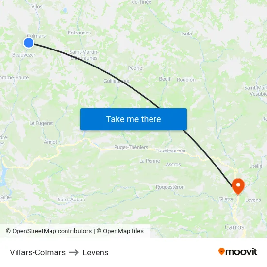 Villars-Colmars to Levens map