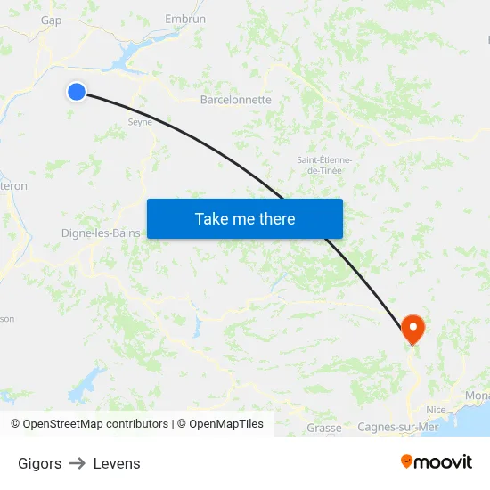Gigors to Levens map