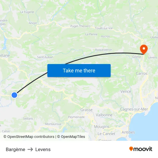 Bargème to Levens map