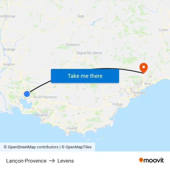 Lançon-Provence to Levens map