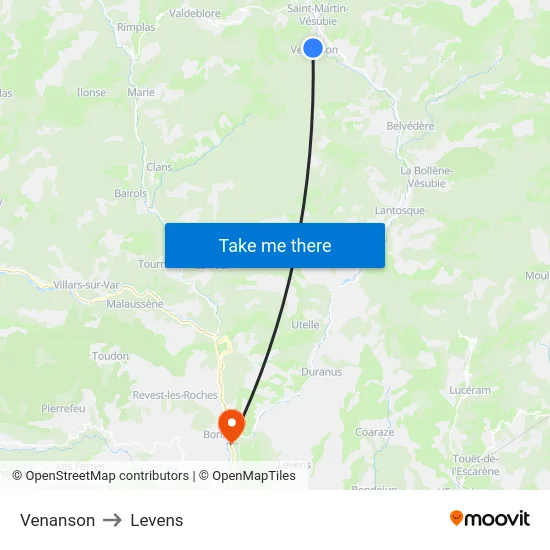 Venanson to Levens map