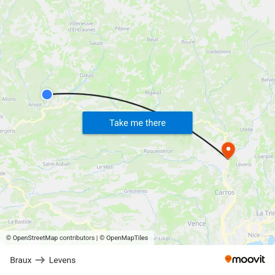 Braux to Levens map