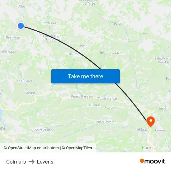 Colmars to Levens map