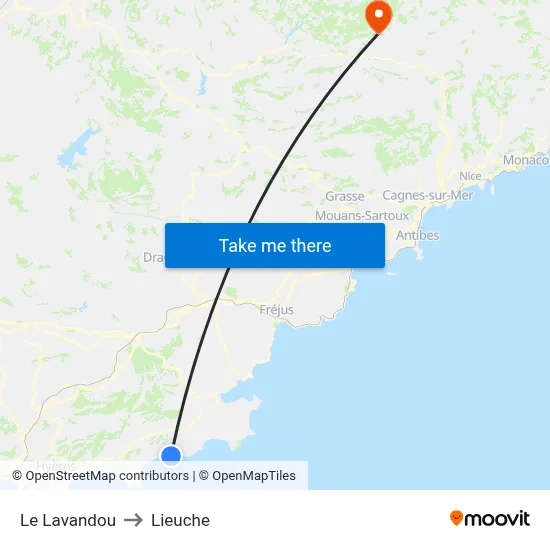 Le Lavandou to Lieuche map