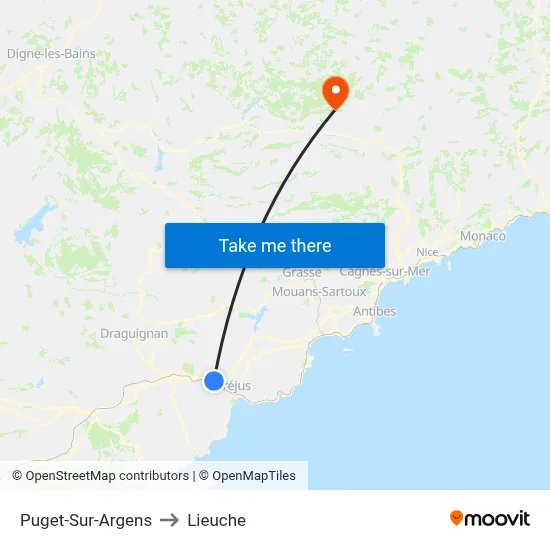 Puget-Sur-Argens to Lieuche map