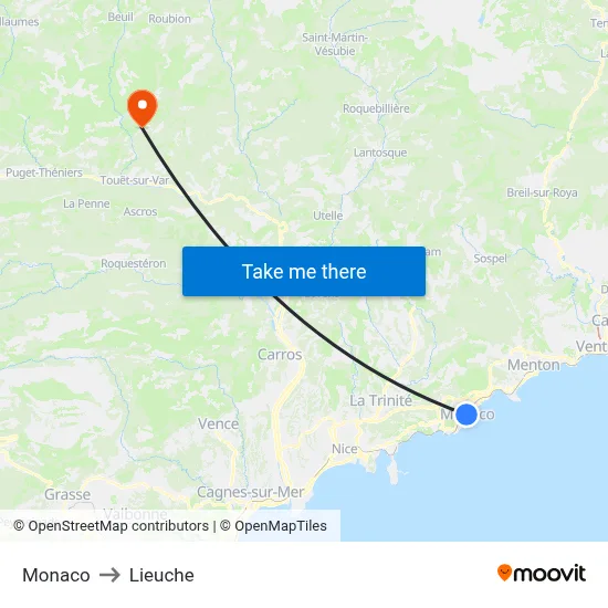 Monaco to Lieuche map