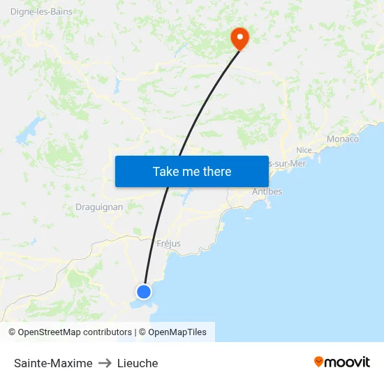 Sainte-Maxime to Lieuche map