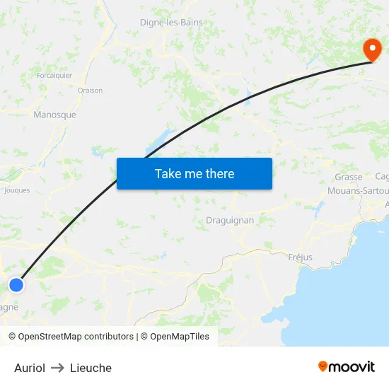 Auriol to Lieuche map