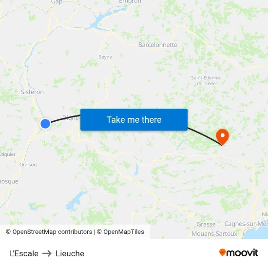 L'Escale to Lieuche map