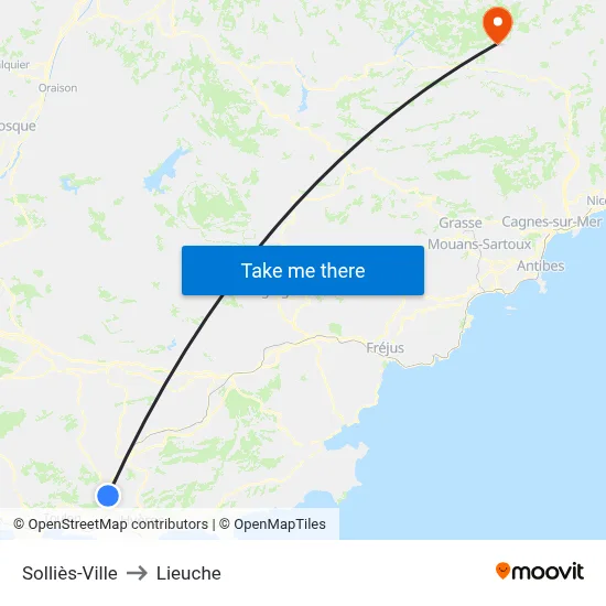 Solliès-Ville to Lieuche map