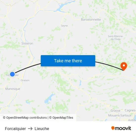Forcalquier to Lieuche map