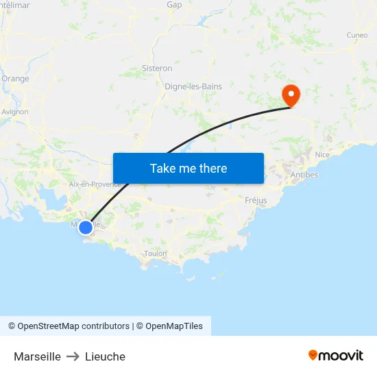 Marseille to Lieuche map