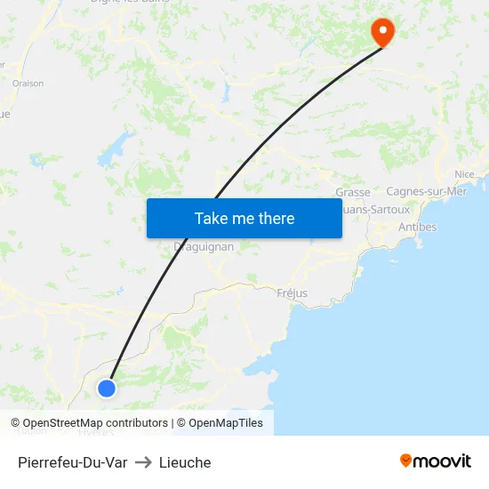 Pierrefeu-Du-Var to Lieuche map