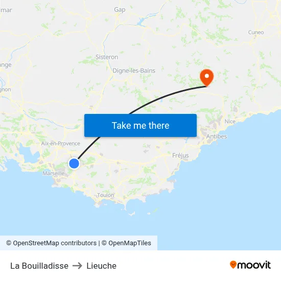 La Bouilladisse to Lieuche map