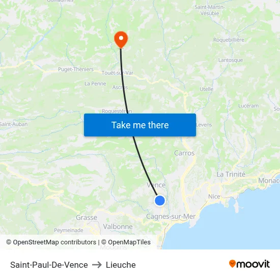 Saint-Paul-De-Vence to Lieuche map