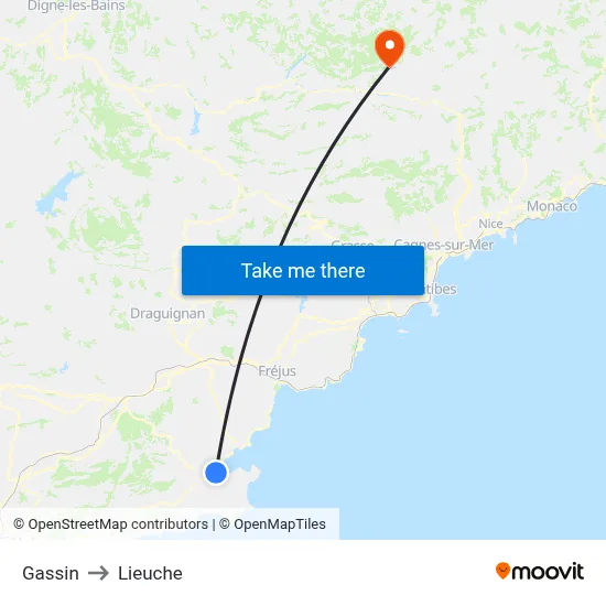 Gassin to Lieuche map
